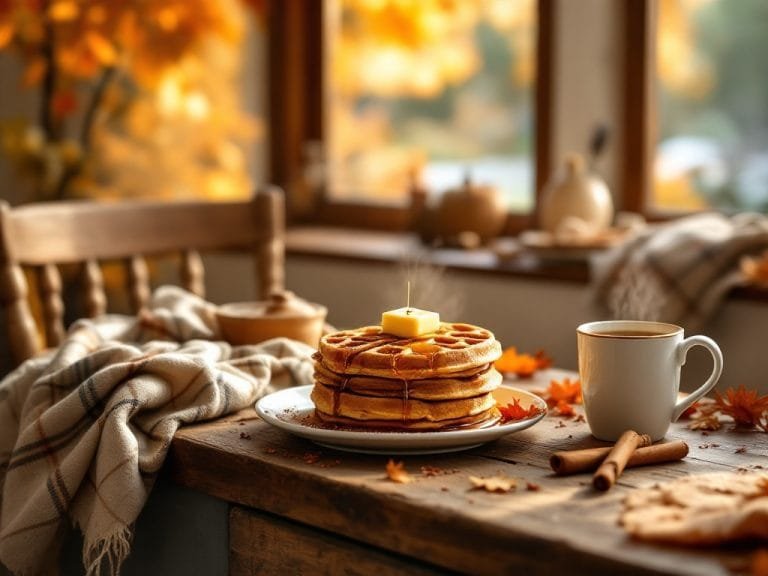 Cozy Fall Morning Pumpkin Spice Waffles