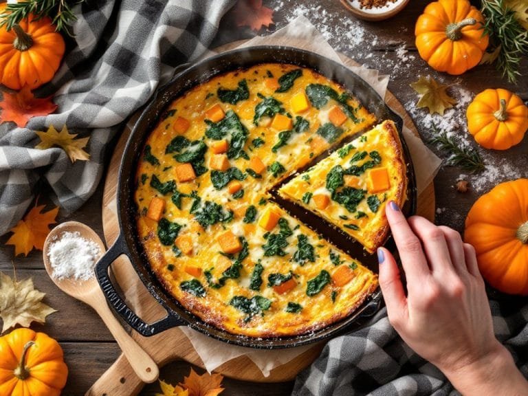Cozy Fall Recipe Savory Pumpkin and Spinach Frittata