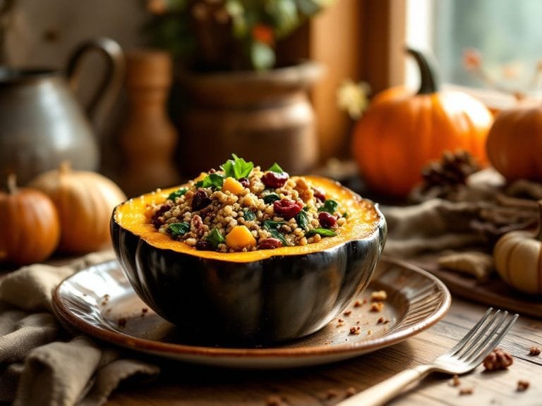 Cozy Fall Recipe Easy Vegetarian Stuffed Acorn Squash