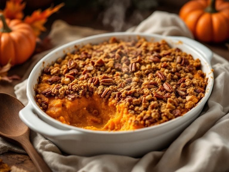 Sweet Potato Casserole with Pecan Crumble