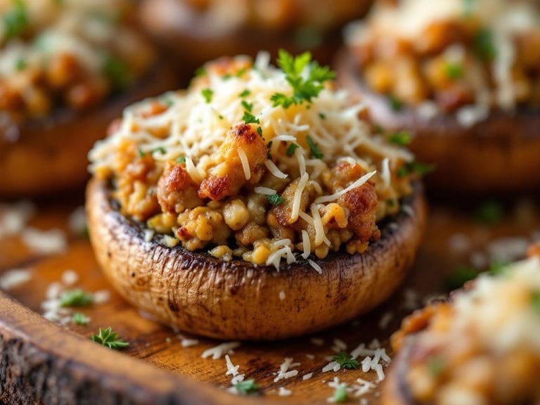 Stuffed Mushrooms with Sausage and Parmesan