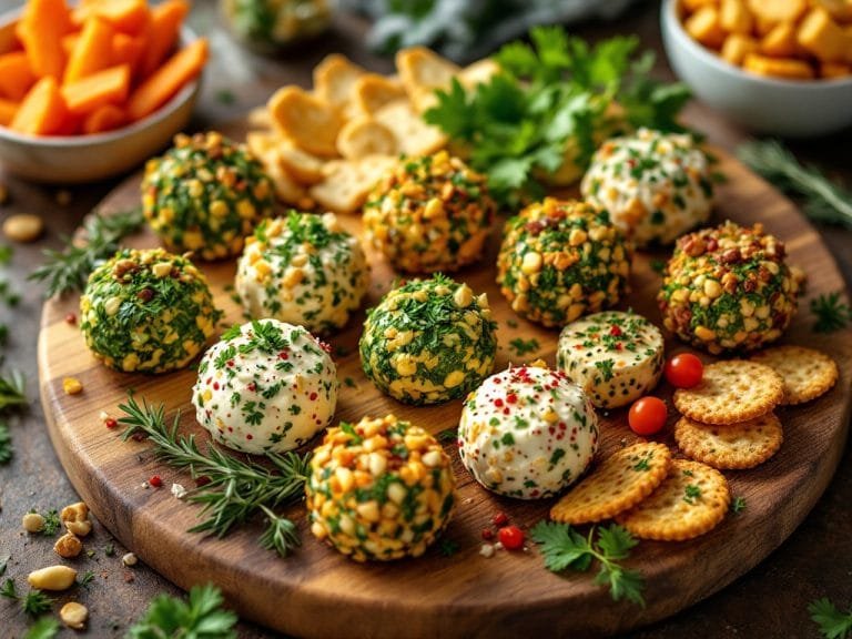 Mini Cheese Balls with Fresh Herbs and Crunchy Nuts
