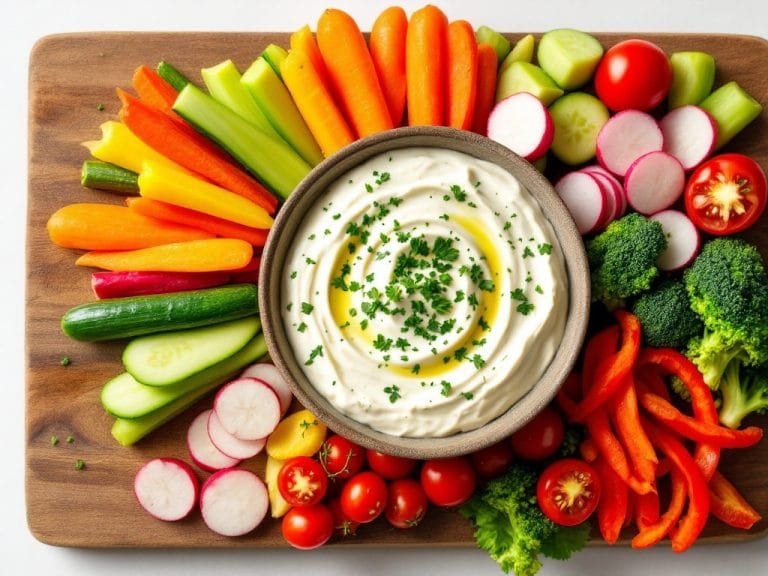 Flavorful Roasted Garlic and Herb Dip with Fresh Crudités