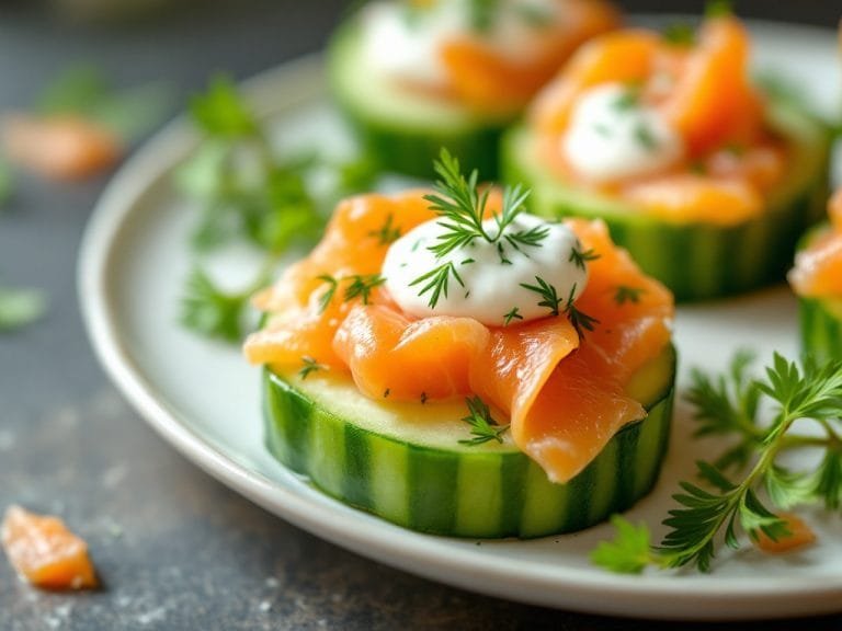 Healthy and Elegant Smoked Salmon Cucumber Bites Recipe