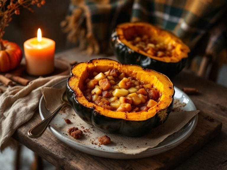 Cozy Baked Acorn Squash with Sweet Brown Sugar
