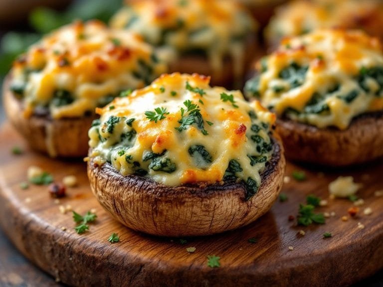 Stuffed Mushrooms with Creamy Spinach and Cheese