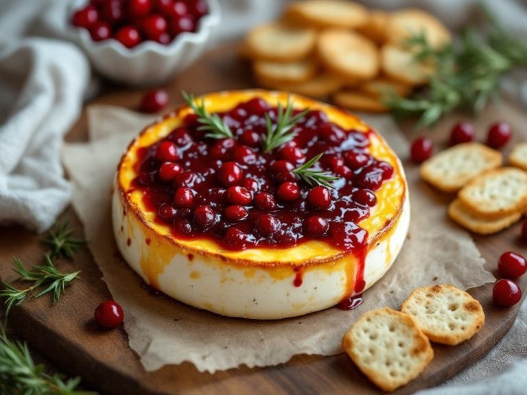 Easy Holiday Baked Brie with Cranberry Sauce