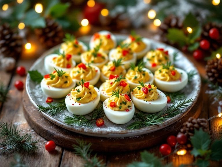 Festive Deviled Eggs with a Holiday Flair