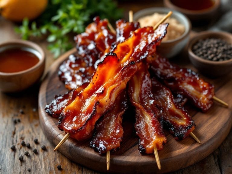 Sweet and Savory Candied Bacon Skewers