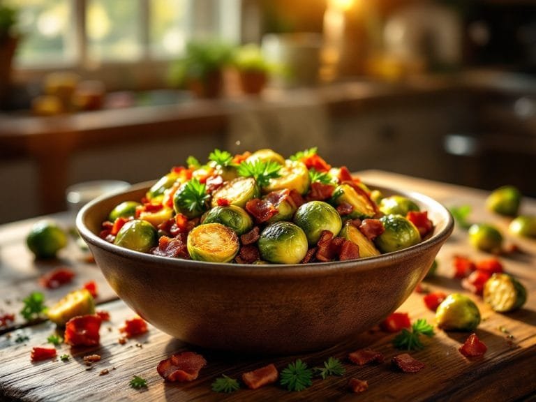 Deliciously Crispy Roasted Brussels Sprouts with Savory Bacon Bites