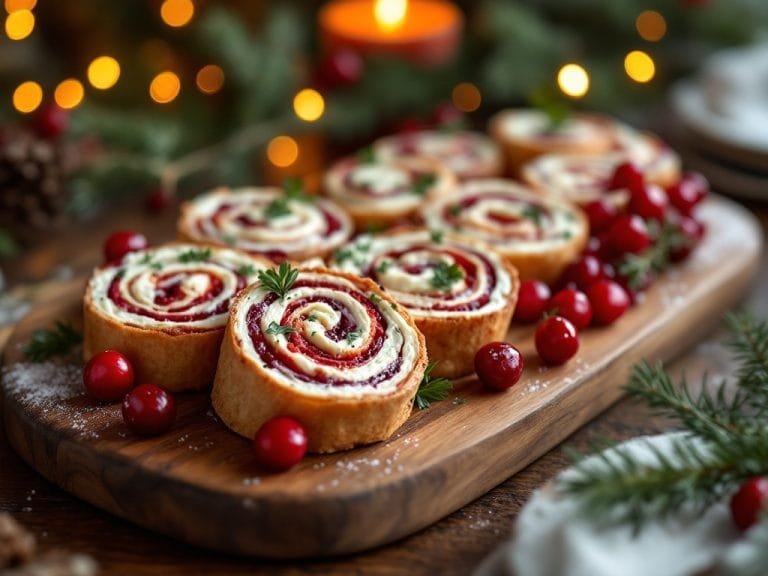 Festive Holiday Pinwheels with Cranberry and Cream Cheese