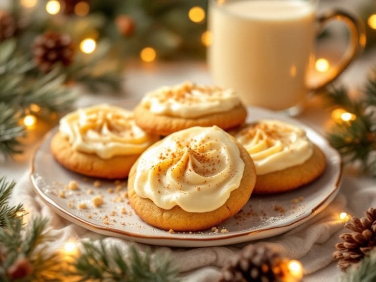 Cozy Eggnog Cookies with Creamy Nutmeg Frosting