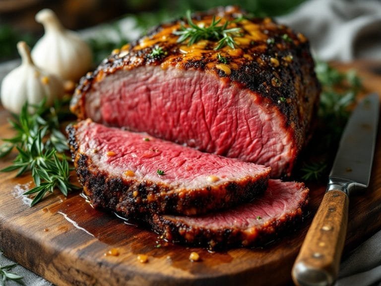 Perfectly Tender Roast Prime Rib with Garlic Herb Butter