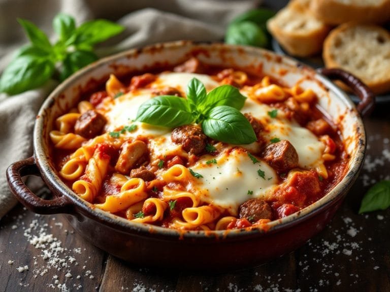Comforting Baked Ziti with Sausage and Creamy Ricotta