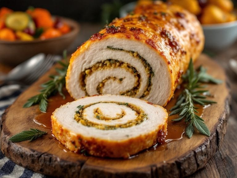 Savory Turkey Roulade with Sage Stuffing