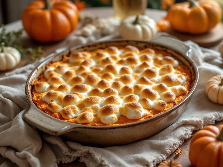 Sweet Potato Casserole with Marshmallow Topping Perfect for Any Table
