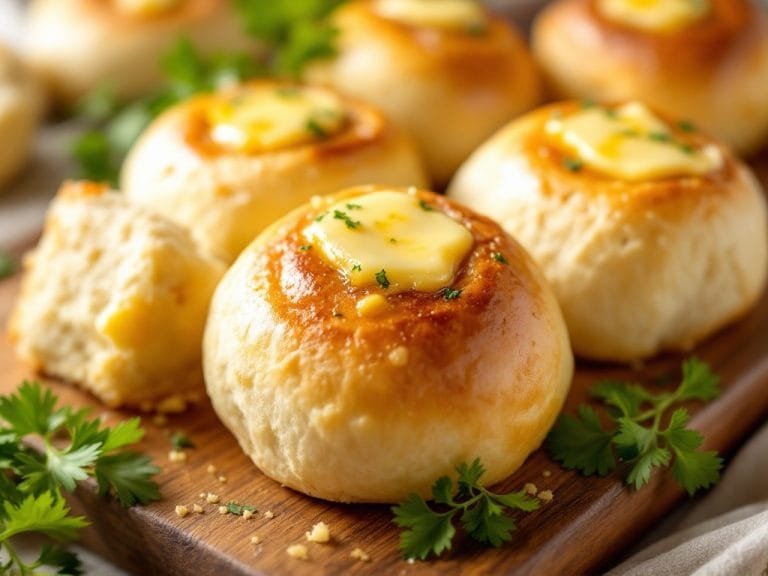 Soft Fluffy Garlic Butter Dinner Rolls