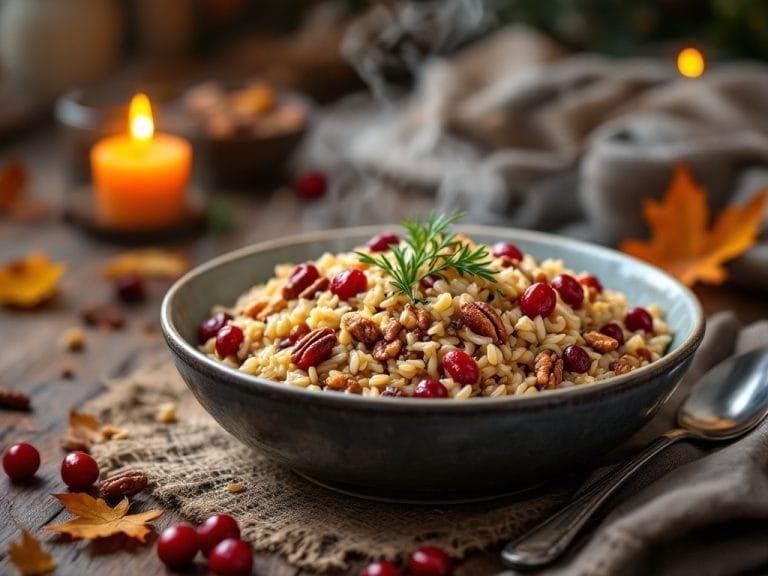 Cozy Wild Rice Pilaf with Cranberries and Pecans