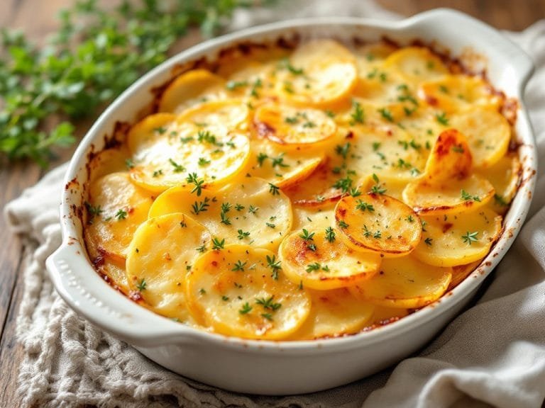 Creamy Potato Gratin with Gruyere and Fresh Thyme