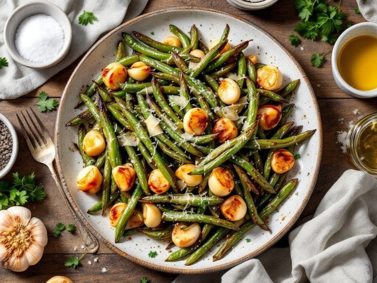 Savory Roasted Garlic Parmesan Green Beans