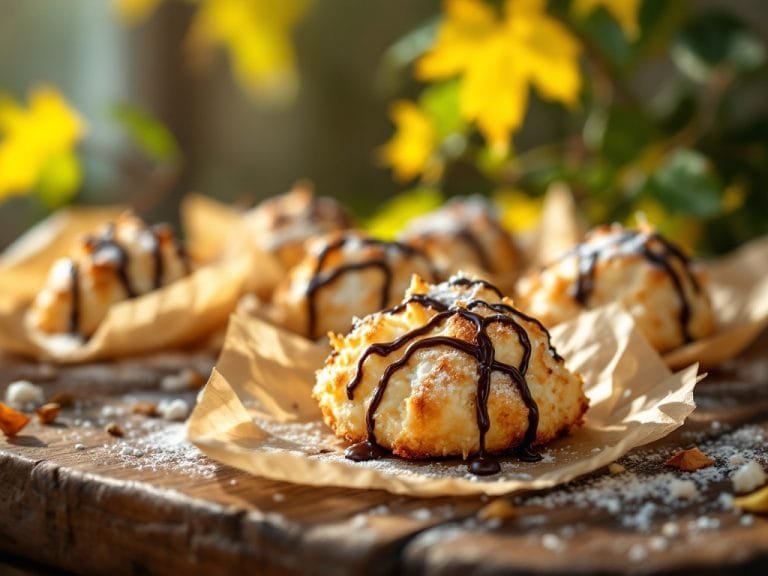 Decadent Coconut Macaroons Drizzled with Dark Chocolate