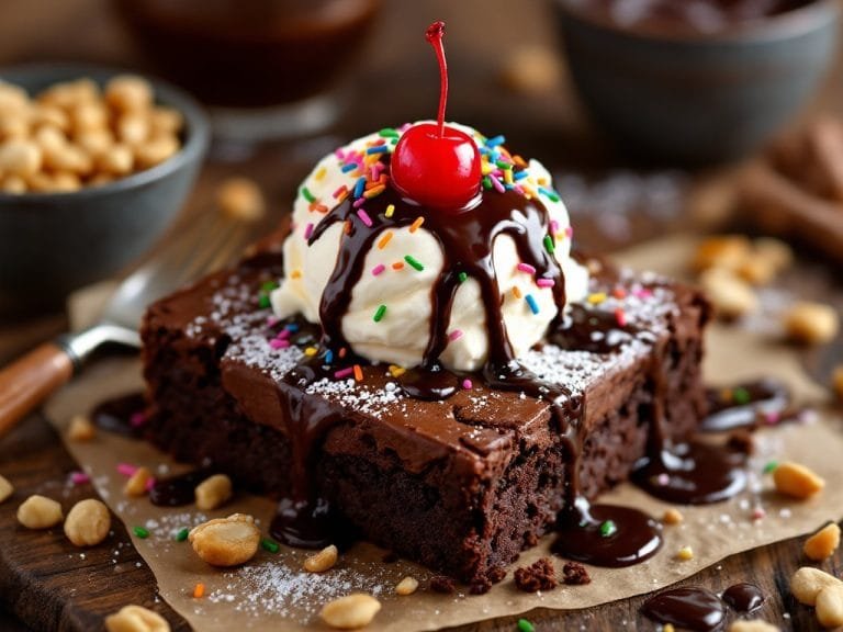 Ultimate Hot Chocolate Brownie Sundae Delight