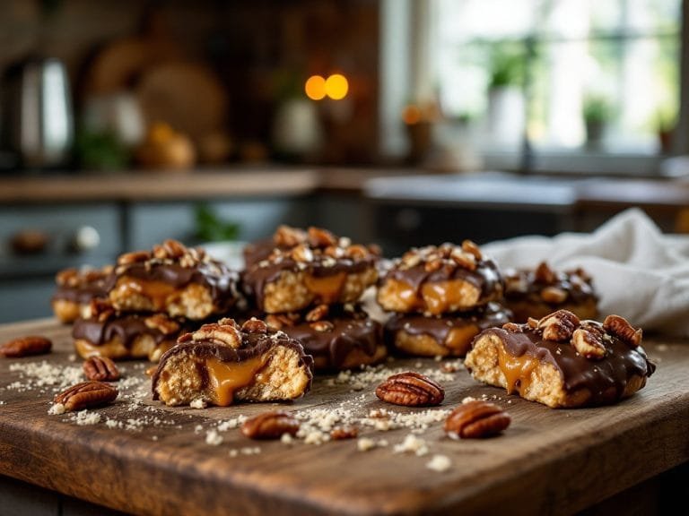 Homemade Caramel Turtles with Pecans