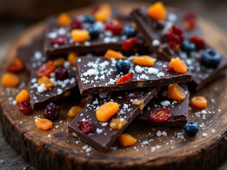 Dark Chocolate Sea Salt Bark with Dried Fruit Delight