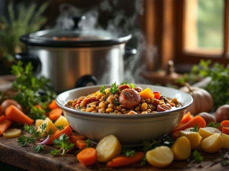 Cozy Crockpot Lentil and Sausage Stew Recipe