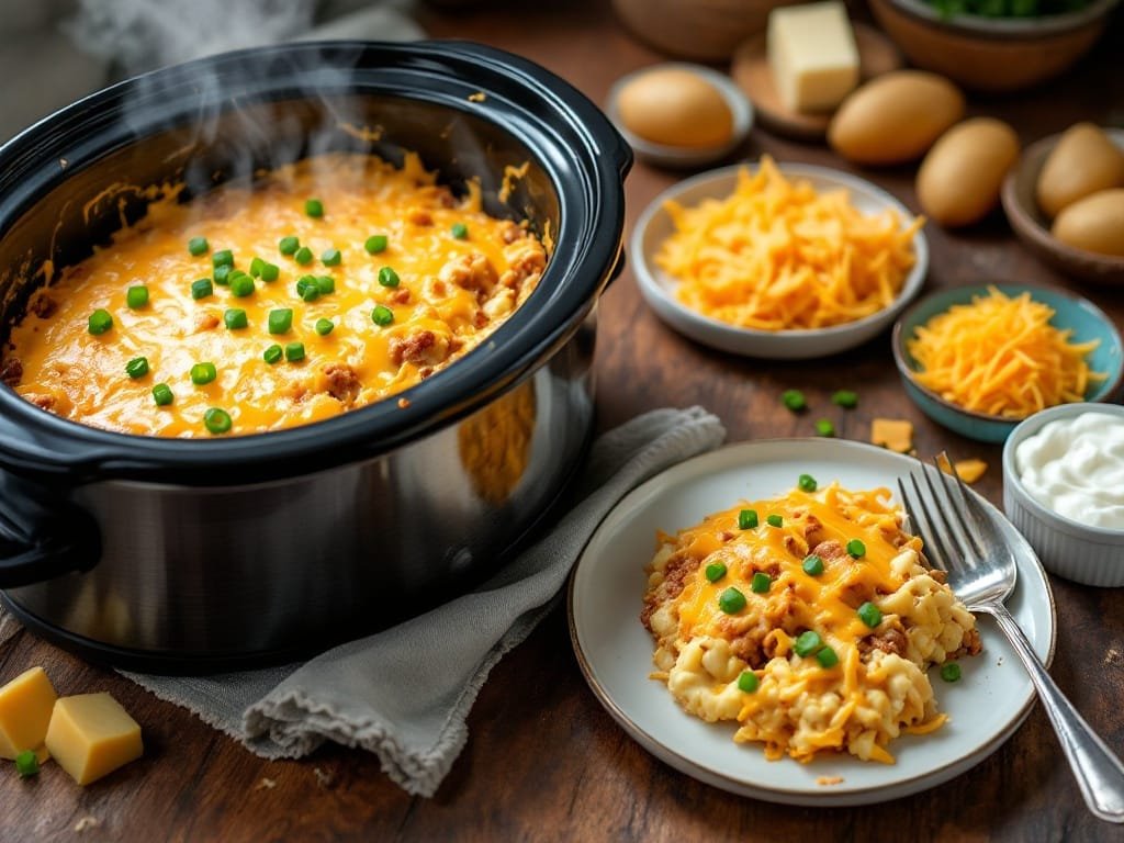 Crockpot Cheesy Hashbrown Casserole - The Kitchens Aid - The Kitchens Aid