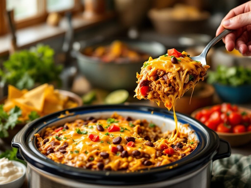 Easy Crockpot Enchilada Casserole Recipe - The Kitchens Aid - The Kitchens Aid