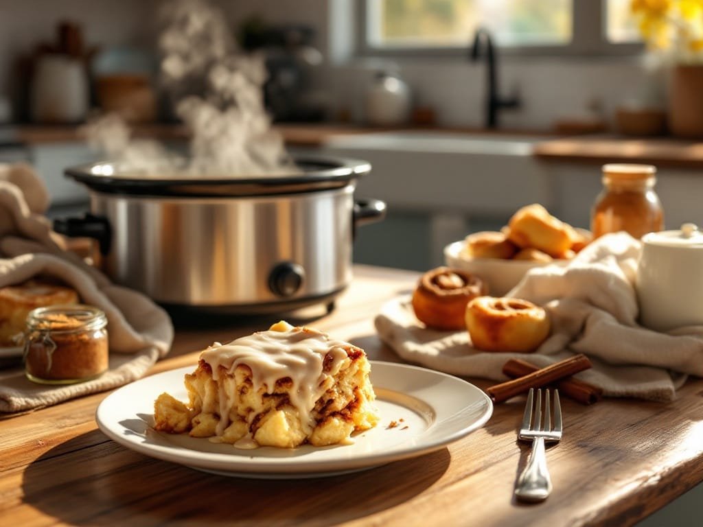 Cozy Crockpot Cinnamon Roll Casserole Recipe - The Kitchens Aid - The Kitchens Aid