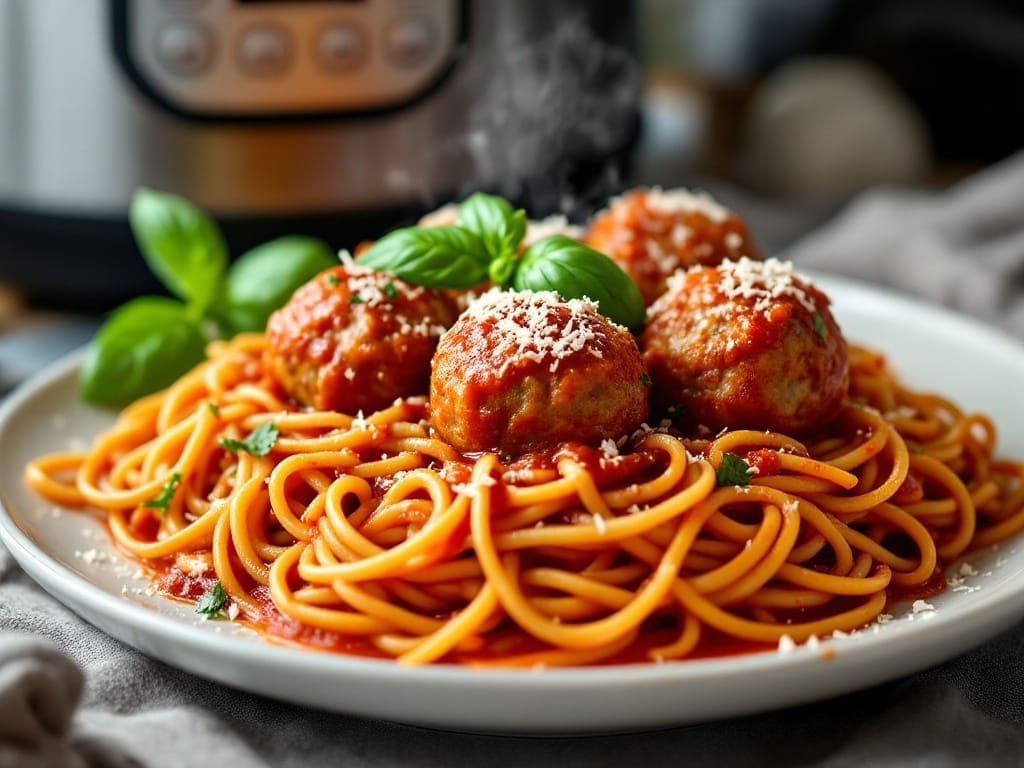 Easy Instant Pot Spaghetti and Meatballs Recipe - The Kitchens Aid - The Kitchens Aid
