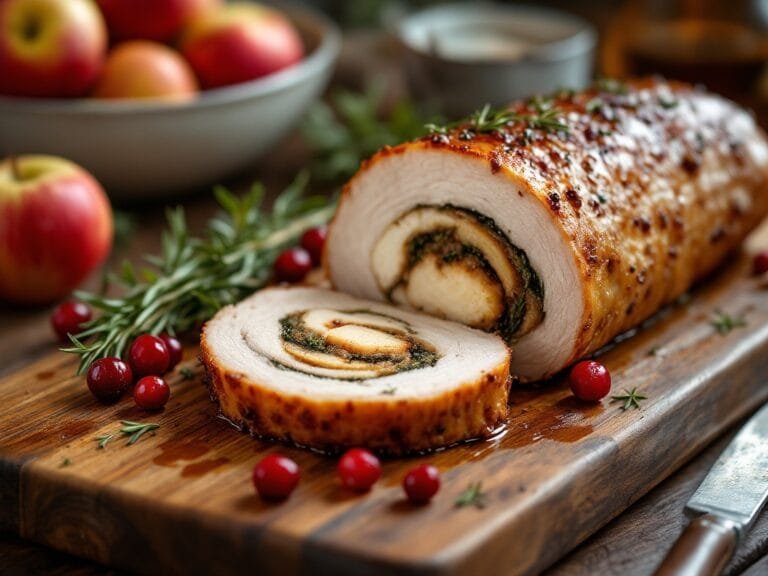 Savory Stuffed Pork Loin with Apple and Cranberry