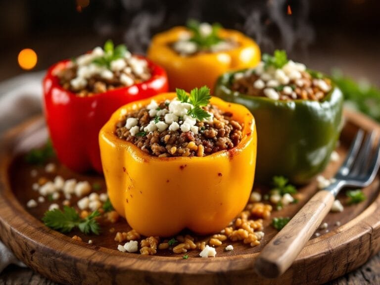 Hearty Stuffed Bell Peppers with Ground Lamb and Rice