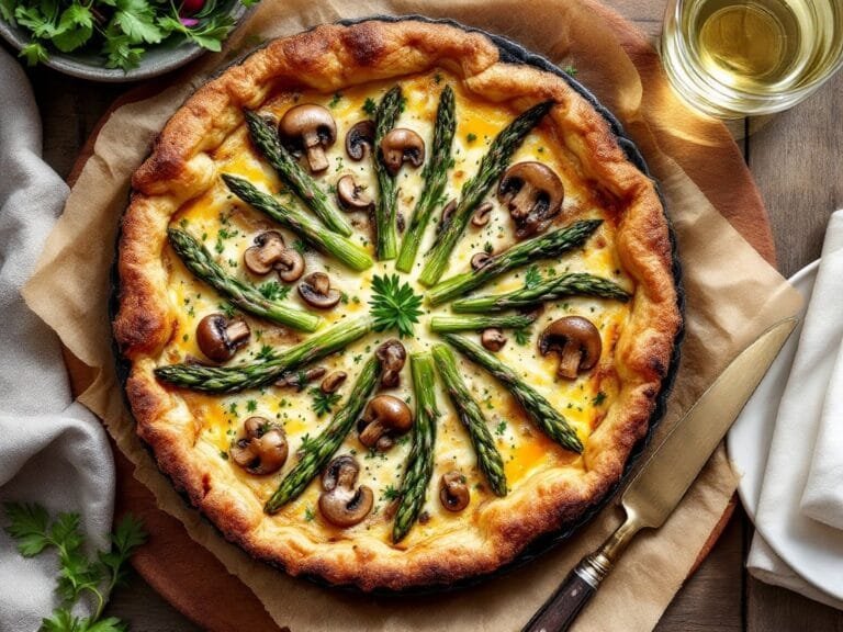 Deliciously Savory Mushroom and Asparagus Quiche Recipe