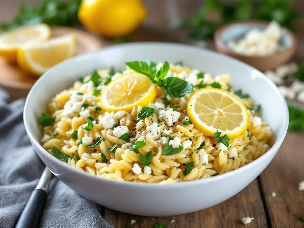 Refreshing Lemon Orzo Salad with Feta and Fresh Herbs - The Kitchens Aid - The Kitchens Aid