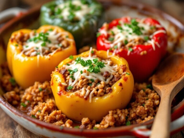 Stuffed Bell Peppers with Ground Turkey and Rice
