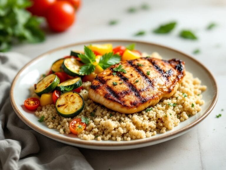 Grilled Chicken with Quinoa and Roasted Vegetables