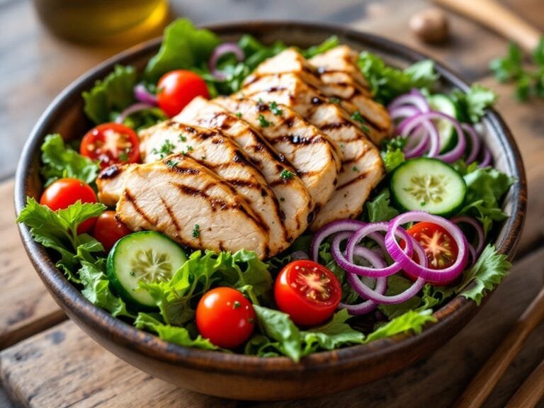Mixed Greens Salad with Grilled Chicken and Balsamic Dressing