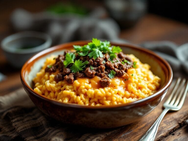 Cheesy Cauliflower Rice with Ground Beef
