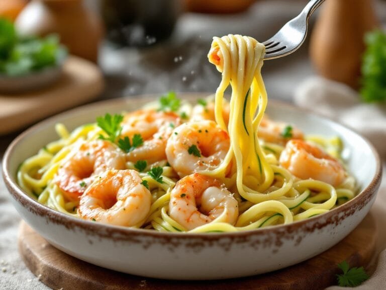 Keto Shrimp Alfredo with Zucchini Noodles