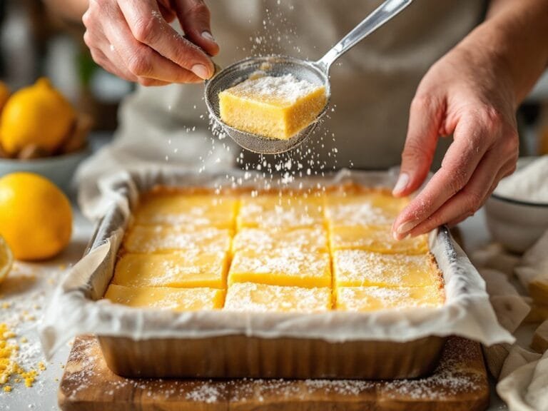 Bright and Buttery Lemon Bars with Powdered Sugar