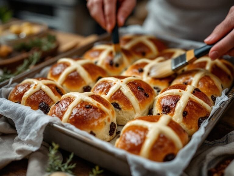 Soft and Fluffy Hot Cross Buns with Raisins and Warm Spices