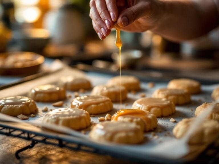 Delicious Almond Shortbread Cookies with Sweet Glaze