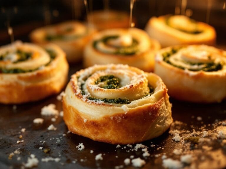 Flaky Cheesy Pesto Parmesan Pinwheels
