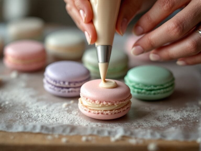 Delicate Pastel Macarons with Vanilla Buttercream Filling