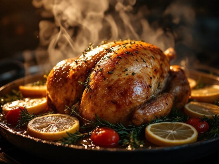 Perfectly Golden Roasted Chicken with Lemon and Thyme