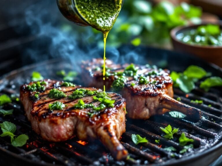 Grilled Lamb Chops with Fresh Mint Pesto