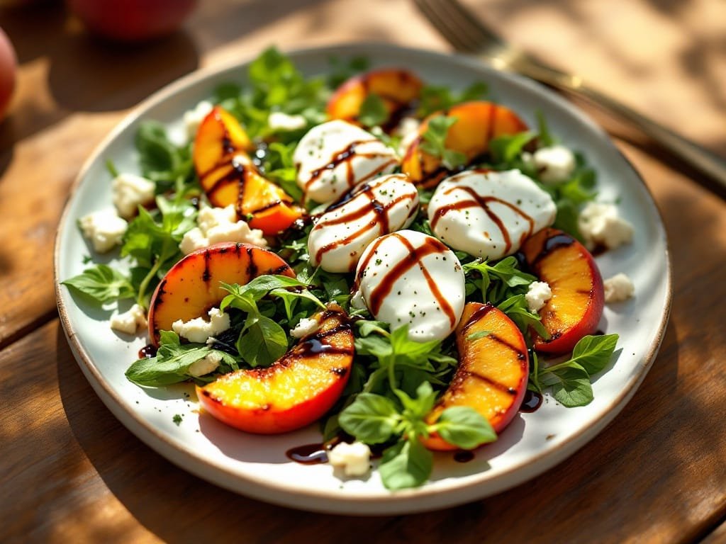 Grilled Peach and Burrata Salad - The Kitchens Aid - The Kitchens Aid
